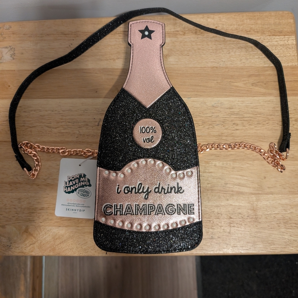 Skinnydip Champagne Bottle Crossbody Bag Brand New with tag